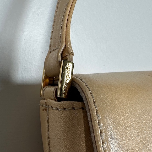 Kate Spade VTG Leather Shoulder Bag Purse Color Beige Made In Italy - Picture 6 of 15
